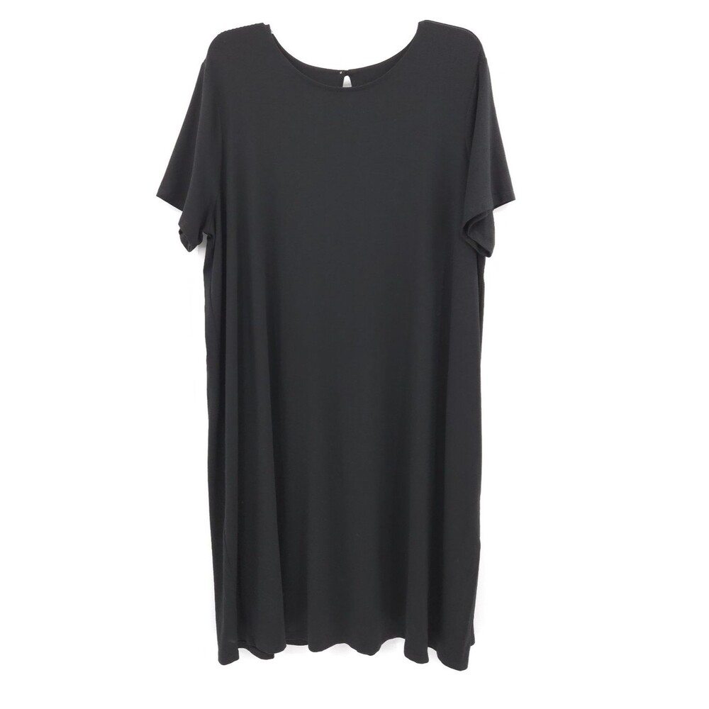 J. Jill wearever black‎ knit pleat keyhole back dress Size 2X A-line